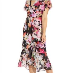 NWT Adriana Papell Floral Print Faux Wrap dress size 14